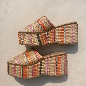 NWOT multi-color platform Espadrilles